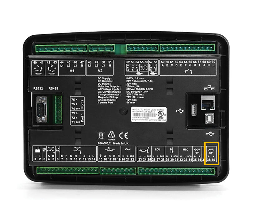 13·DSE8610/20 调压端口（AVR）故障的说明